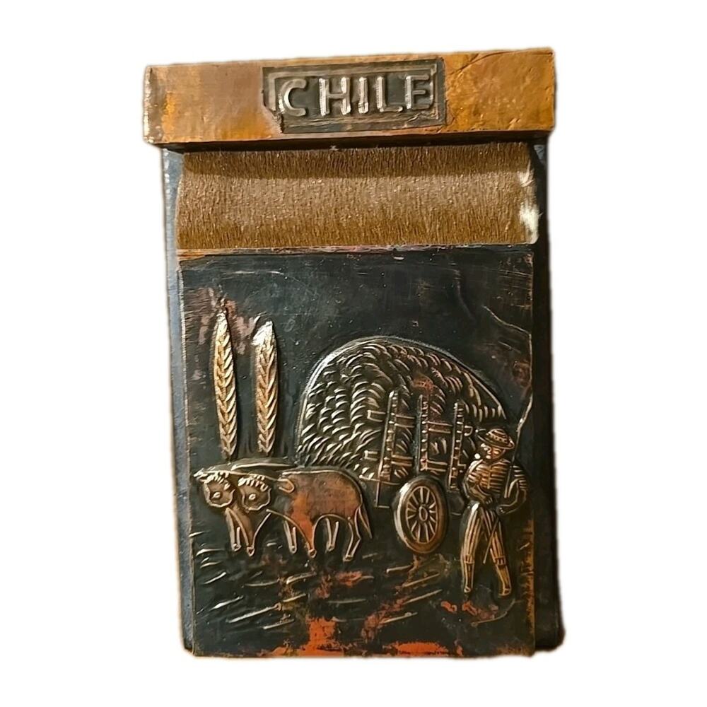 Vintage MCM Antique Metal Embossed Farm Rice Harvest Chile Notebook Journals